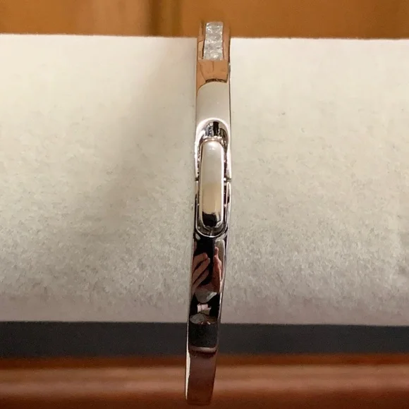 Silver tone rhinestone hinge bracelet - Picture 3 of 8